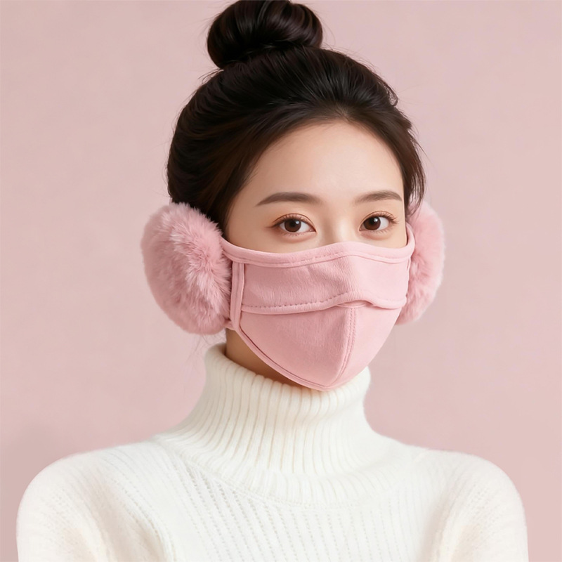 二合一面耳罩女冬季保暖口罩防寒护耳朵耳套护脸骑行防风面罩
