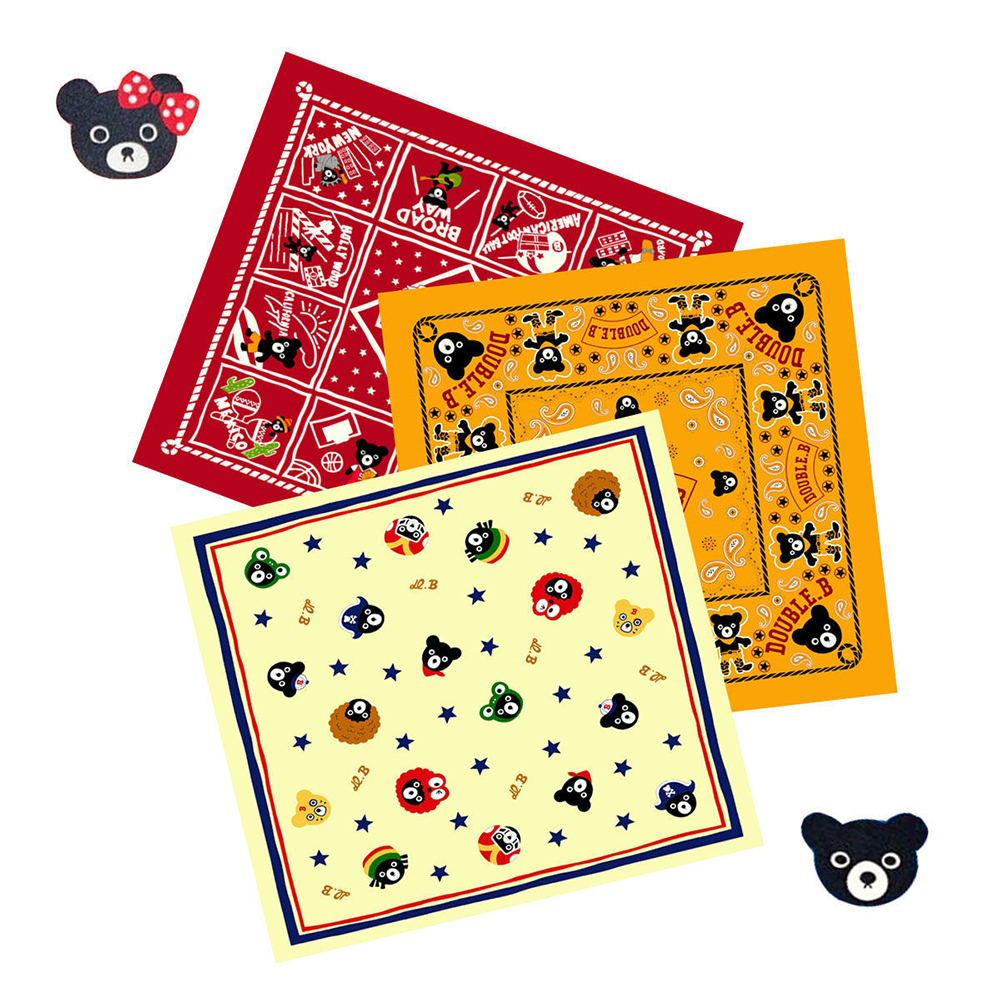 MIKI小熊爆炸头系列纯棉小方巾多功能围巾手帕口水巾头巾