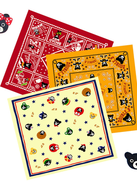 MIKI小熊爆炸头系列纯棉小方巾多功能围巾手帕口水巾头巾