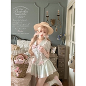 莉摩Bobon21莓雾薄荷 日系古董娃娃天丝醋酸麻连衣裙D2419