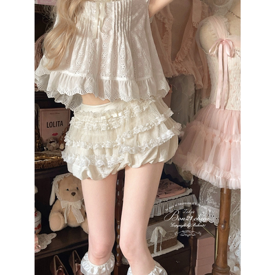法式少女风琴裙天丝碎花泡泡短裤