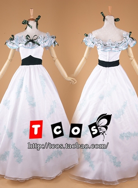 TCOS 白色一字领宴会礼服舞会连衣裙cosplay服装女