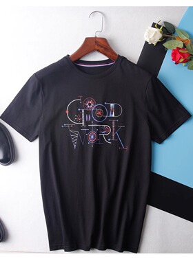 HL22355  雅系列男款短袖T恤夏季印花时尚运动休闲净色圆领棉质