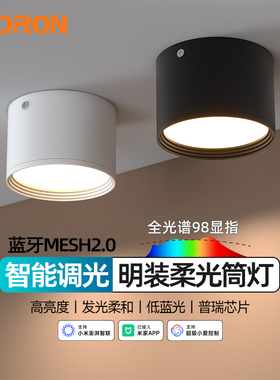 智能明装筒灯led散光客厅天花灯过道灯圆形桶灯吸顶免打孔筒灯