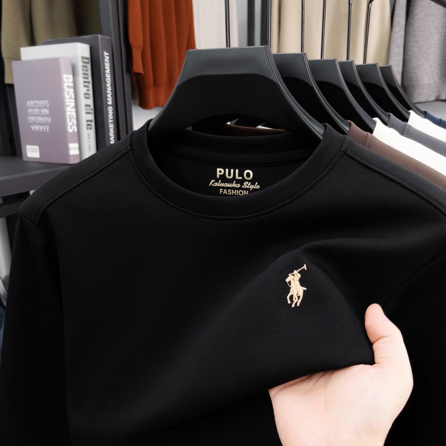 2026年春季新款男士休闲卫衣中青年轻奢刺绣长袖T恤打底衫大码潮,男装,T恤,淘宝优惠券,粉丝福利购,淘宝优惠卷