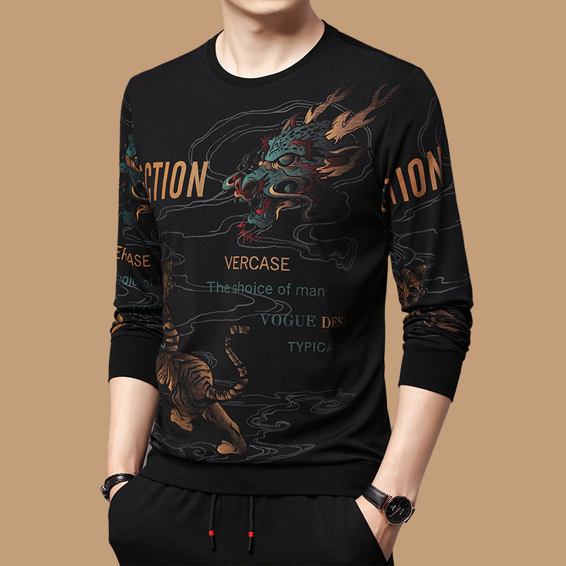 加绒加厚卫衣生肖龙印花长袖T恤