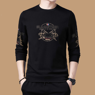 潮流印花打底衫 正品 休闲圆领卫衣春秋薄款 t恤男士 上衣 意大利长袖