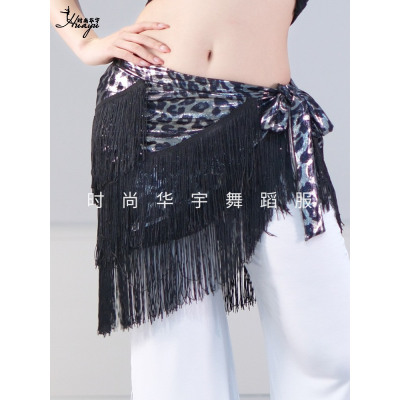 肚皮舞套装女黑色流苏腰巾臀巾裙表演东方舞服装初学者舞蹈腰链
