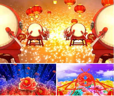 动感喜庆背景 新年 花海 牡丹花 粒子光效 led大屏幕背景视频