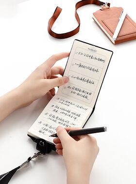 随身皮面挂脖记事本子