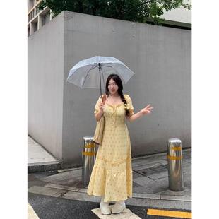 气质收腰减龄裙子显瘦遮肉微胖 大码 女装 甜美碎花连衣裙女夏季 法式