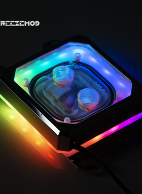 FREEZEMOD电脑CPU水冷头AMD-PK5E极光扩散光效2021款紫铜底板AM4