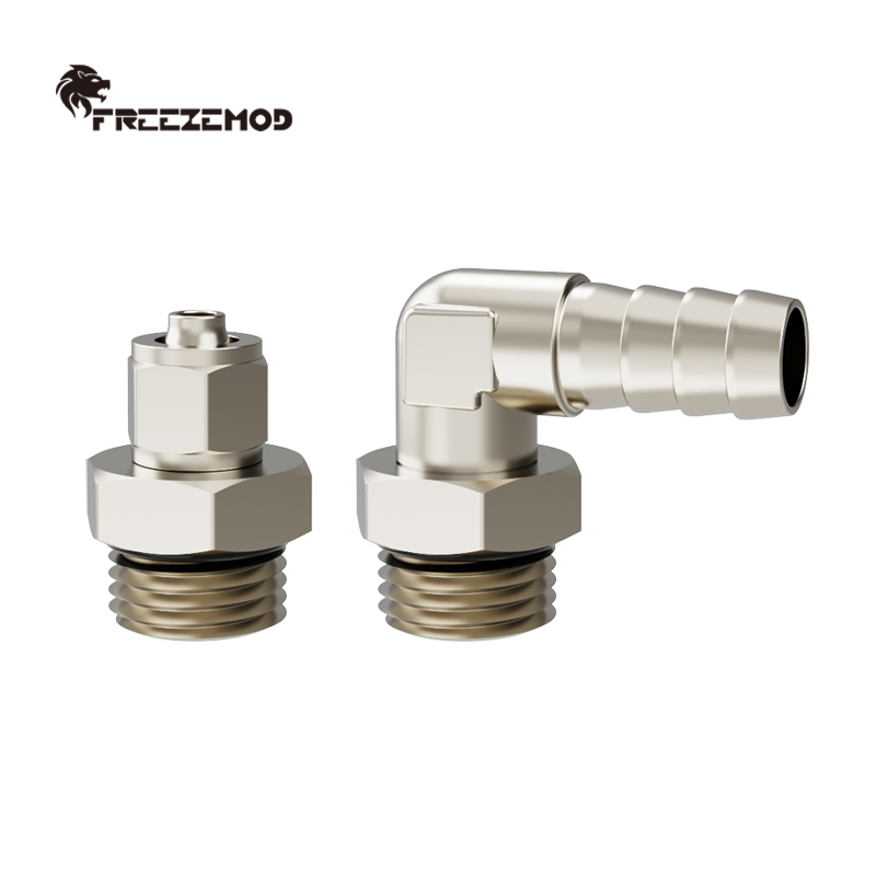 FREEZEMOD散热器水箱旋转软管接头G1/4内外牙六角扳手位黄铜镀镍