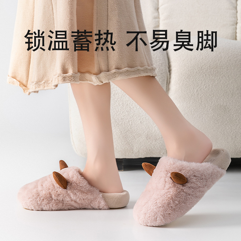 秋冬季毛毛绒勃肯棉拖鞋女士2025新款室内家居鞋厚底保暖外穿女款