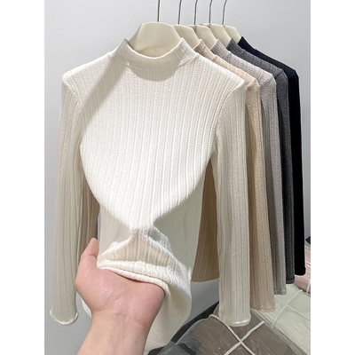H558新款修身薄款针织衫上衣内搭毛衣可外穿打底衫秋冬半高领女装