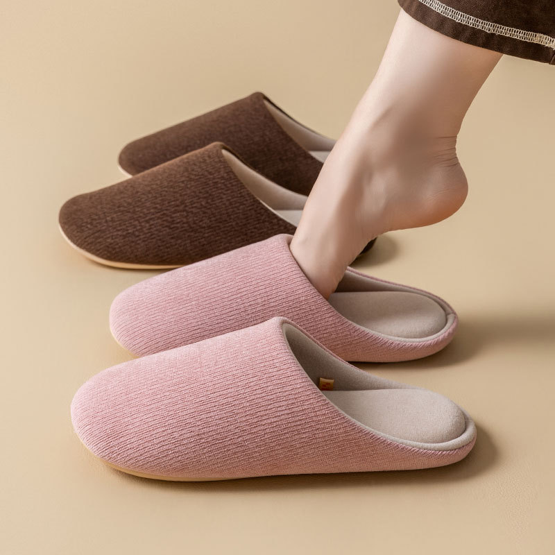 日式无声静音拖鞋女款室内家居月子防滑四季木地板软底棉拖鞋秋冬