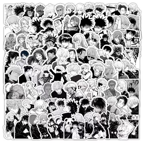 100张咒术回战漫画黑白动漫贴纸