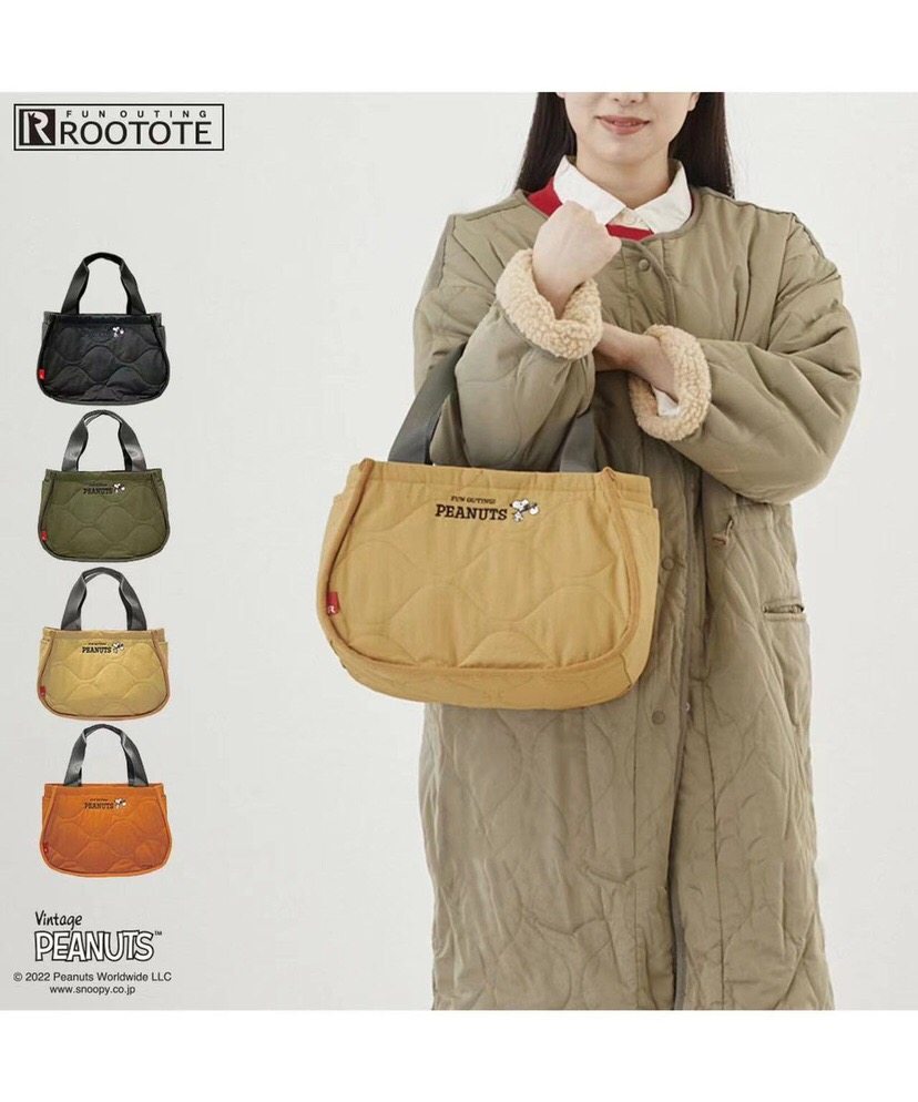 包邮 日本史努比卡通可爱刺绣夹棉大容量多功能手提小拎包托特包