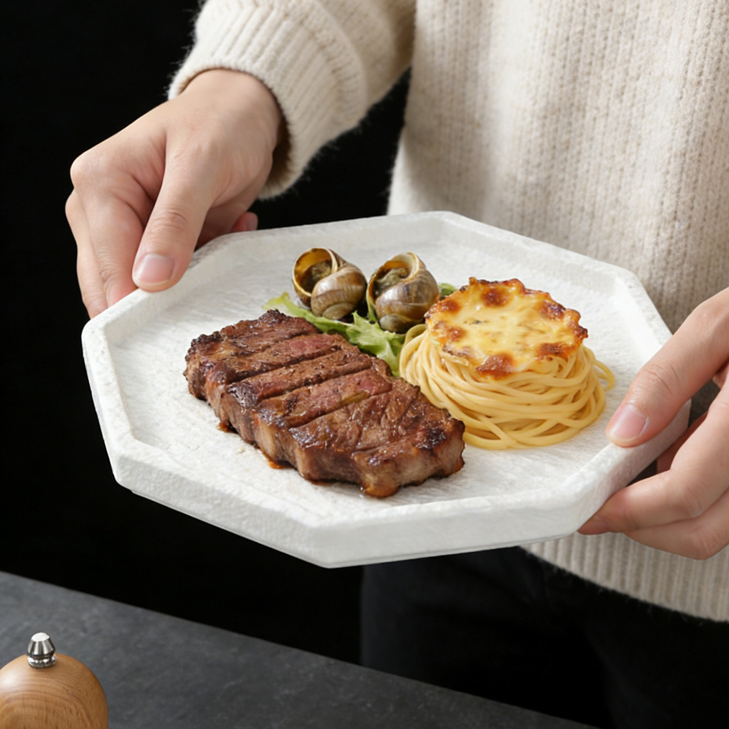 岩石高级感牛排盘西餐盘子创意饭盘家用平盘菜盘子意面盘芝士沙拉,餐饮具,盘,淘宝优惠券,粉丝福利购,淘宝优惠卷