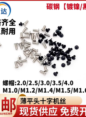 M1M1.2M1.4M1.6十字薄扁平头机牙螺丝CM扁头钟表手表手机小螺丝钉
