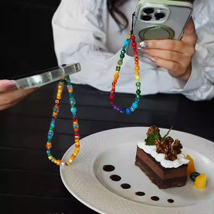 彩色糖果缤纷系列手机链手腕装 饰防摔手机绳可爱少女手机配件时尚