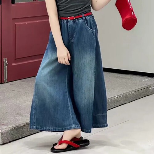 女童夏季韩系宽松九分牛仔阔腿裤