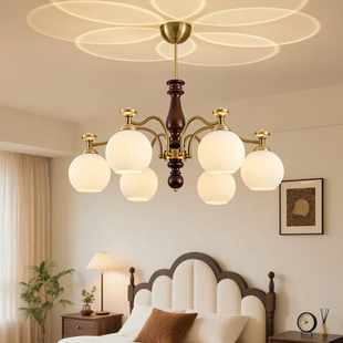 复古现代大气艺术魔豆餐厅卧室主灯具 中古风客厅吊灯美式 新款 法式