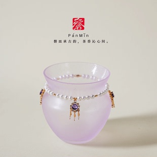 磐皿｜琉光堂紫霞琉璃建水天青古法脱蜡工艺精致茶渣缸茶具茶配件