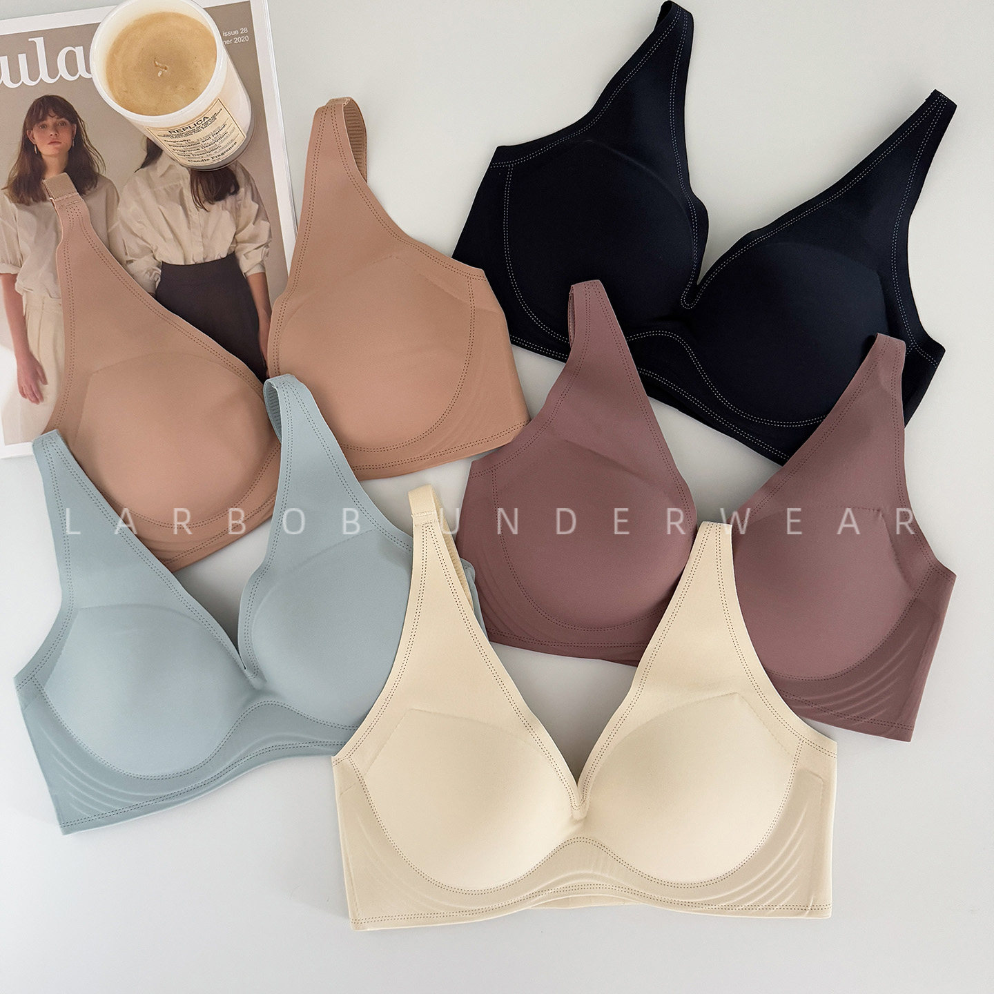 胸型超好！光面内衣无痕V型软支撑防下垂收副乳聚拢小胸文胸罩夏