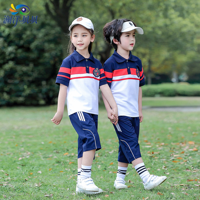 幼儿园教师园服夏装中小学生校服运动套装英伦风纯棉短袖T恤中裤