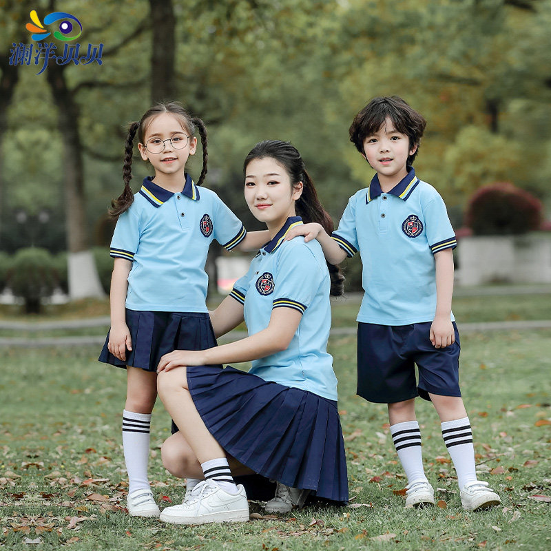 夏季小学生班服纯棉短袖运动会套装一二四六年级儿童毕业拍照校服