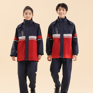 初中小学生校服套装秋冬装冲锋衣班服男女生羽绒服加绒外套三件套