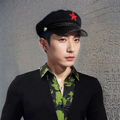 皮檐平顶帽子男款 秋冬2025新款 毛呢海军帽休闲英伦复古鸭舌贝雷帽