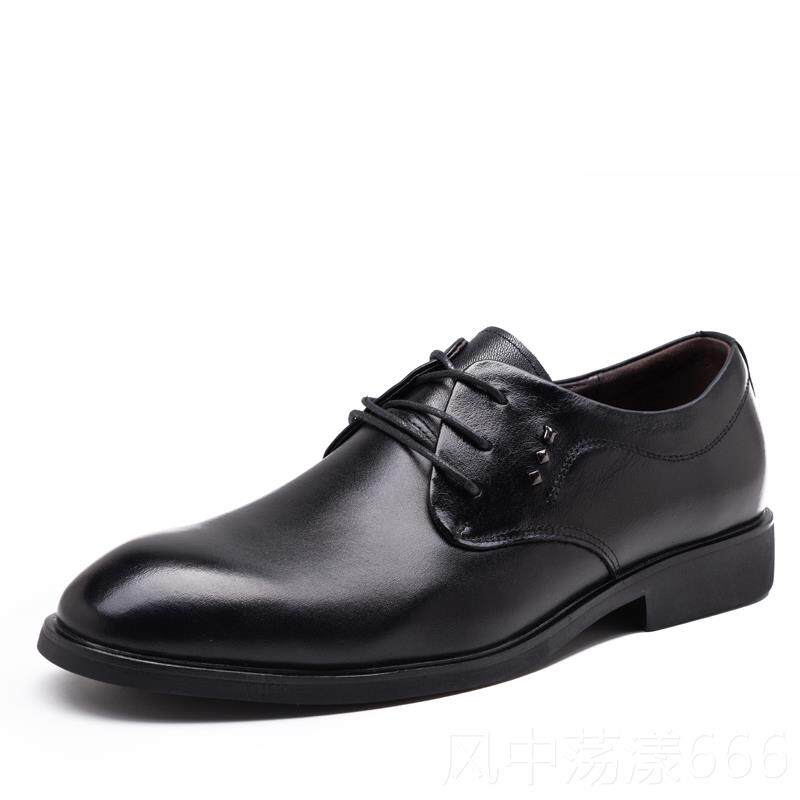 正品务男士商休闲皮鞋小码35真皮36系带37英伦大码男鞋445春季46
