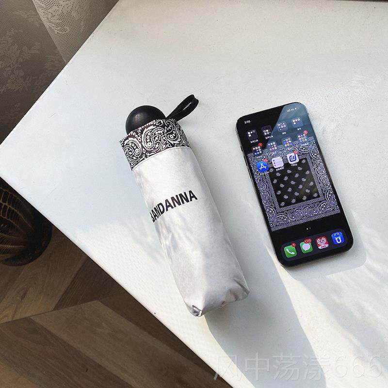 正品级感腰花雨伞女防晒动太阳伞晴自雨两用折叠黑胶遮果阳伞高禁