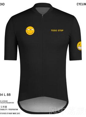 正品脸Toos步骤黑色夏季短袖车滑稽表情袋自行运动衫笑自行车路透