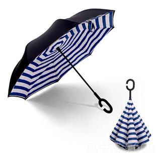 正品双层反向汽车雨伞车载车用长柄反骨反反伞开方向折叠logo定广