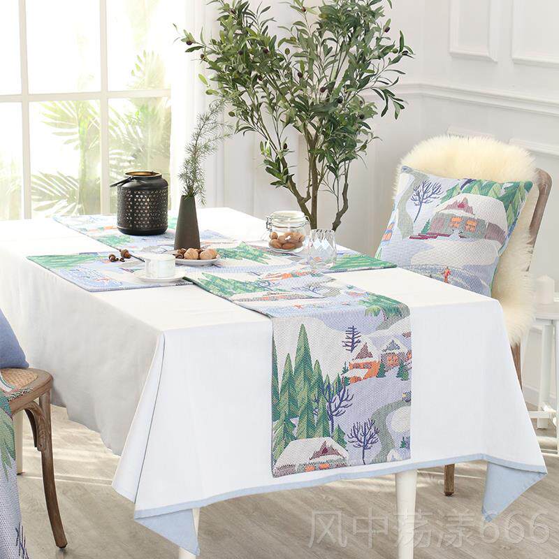 正品ekel桌u档nd冬季生提花旗活北欧美式轻奢高茶几餐桌布电视柜