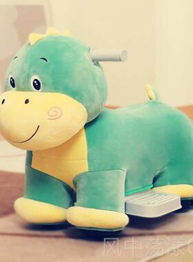 正品加b如龙意毛绒a独角兽儿童电动车玩具宝车男女宝小孩充电四轮