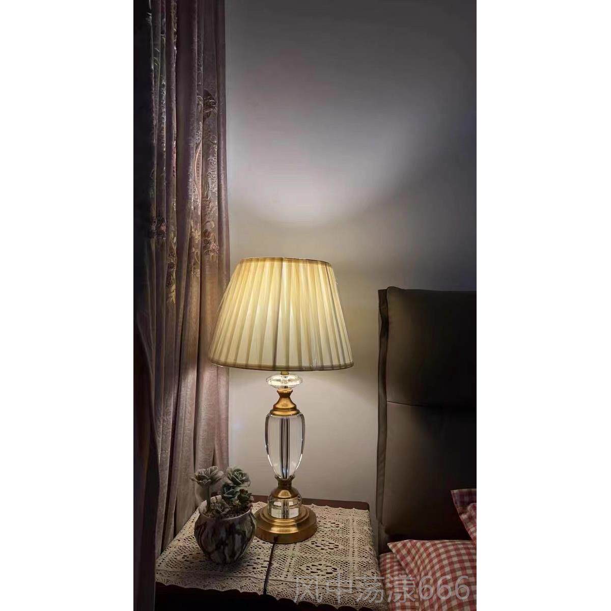 正品出中口现代晶新式欧式复古创意水客厅台灯美式乡村室床头玄卧