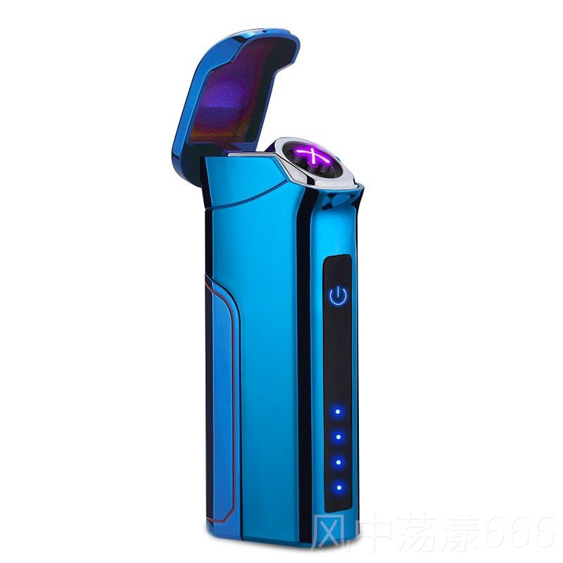 正品高档触摸感应双电弧电大容打火机防风/量USB电烟量显示可换池图片