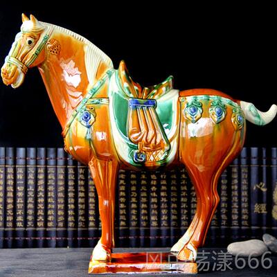正品唐三彩陶马马摆件国礼大马工艺礼品客瓷送厅装饰品新年礼桌面