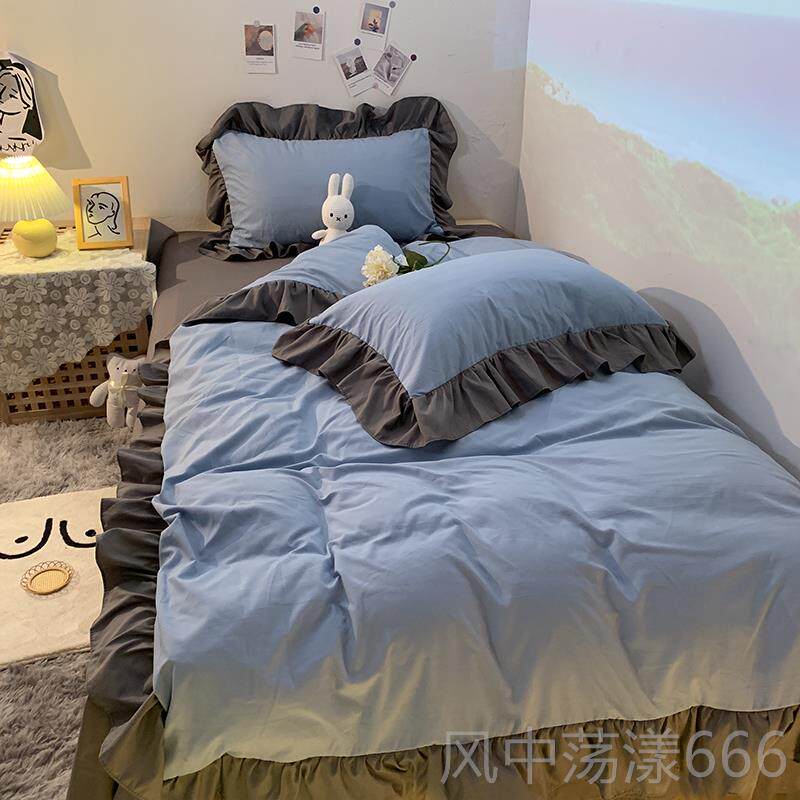 正品宫廷风床8水洗棉被套三套学单生宿舍件床上用品床裙床笠1.四