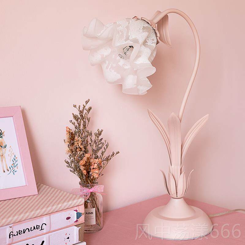 正品浪漫欧式复古台田园创意灯卧室is孩公n主花朵少女心女温馨床