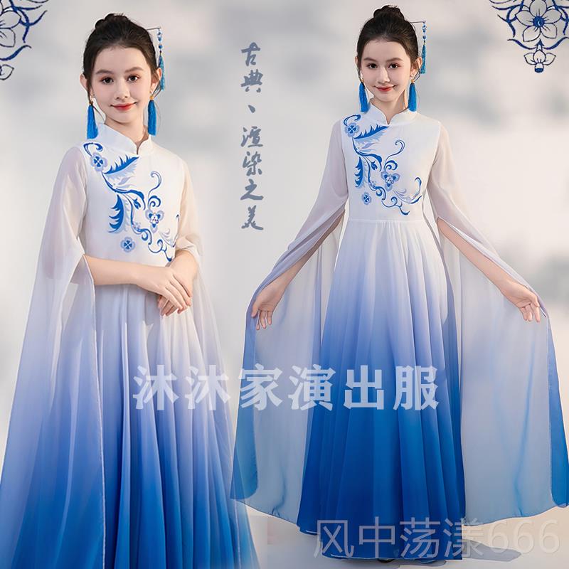正品演女童红色古演出服中国筝风儿童弹古筝演出服中大艺考民童乐图片