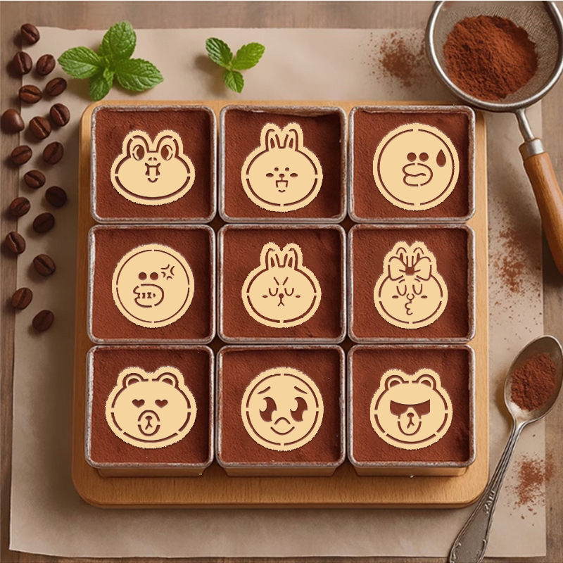 不锈钢材质不朗熊撒粉模具咖啡布朗熊可尼兔饼干印花模蛋糕糖粉筛