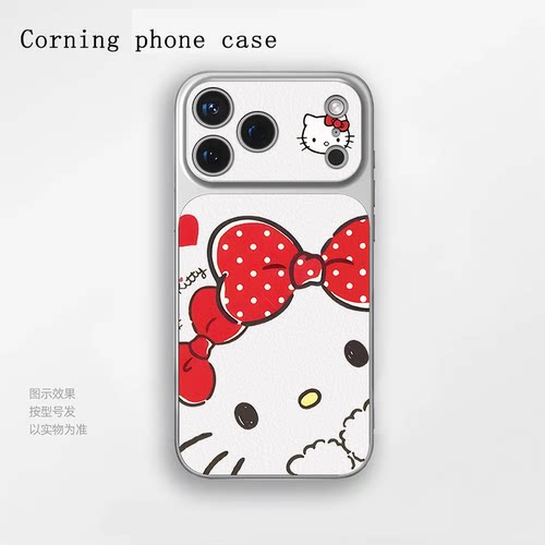 苹果iPhone17小羊皮手机波点蝴蝶节KT猫保护套适用于小米17一加Ace5至尊版华为Nova15OPPO