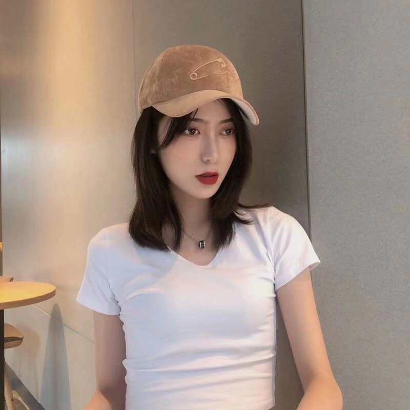 帽子女网红明星同款黑色鸭舌帽韩版秋冬加厚保暖灯芯绒棒球帽男潮