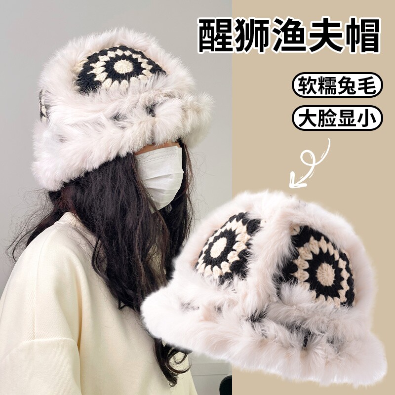 冬季帽子国潮醒狮加厚保暖渔夫帽