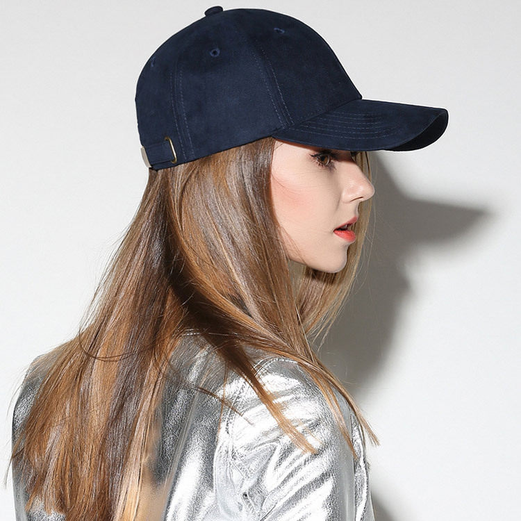 潮帽子秋冬季日系麂皮绒棒球帽女士弯沿遮阳帽男士鸭舌帽黑色百搭
